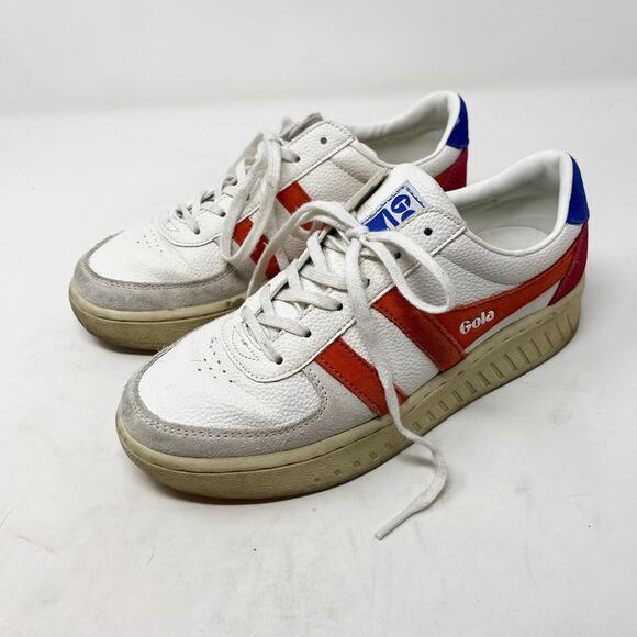 Gola Womens US 6 Grandslam Trident Sneaker White Hot Coral Marine Blue Lace Up - Picture 9 of 12